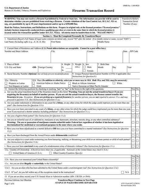 2023 Atf Form 4473 Printable Forms Free Online