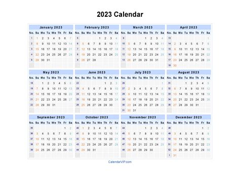 2023 Calendar Blank Printable Calendar Template in PDF Word Excel