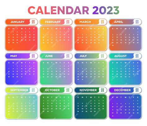 2023 Calendar Colorful