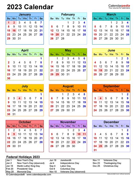 2023 Calendar Printable Free PDF Calendarpedia