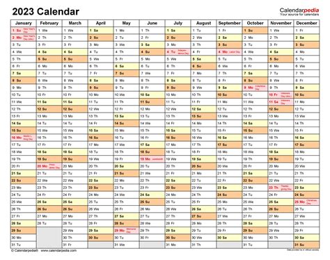 2023 Calendar With Holidays Excel