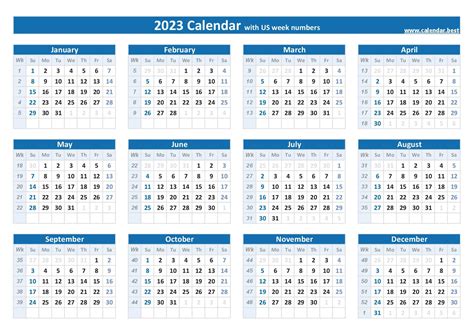 2023 Calendar With Week Numbers