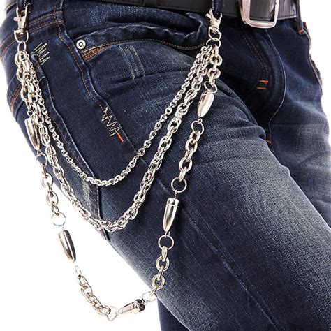 Fashion Men's Womens Double Bead Stainless Steel Pants Chain Biker
