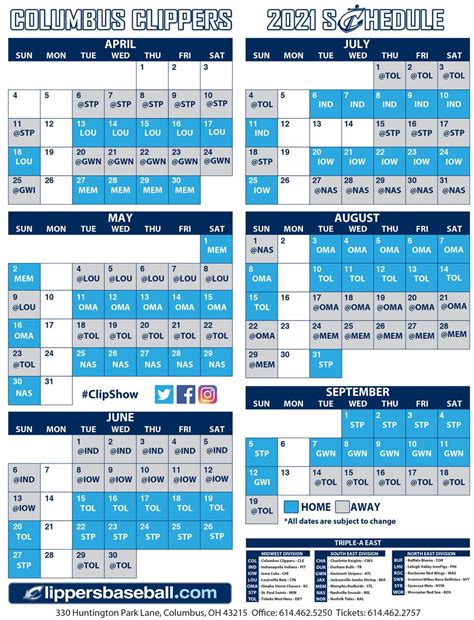 2023 Columbus Clippers Schedule