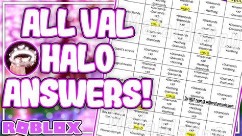 List of Roblox Royale High Halo Answers 2022