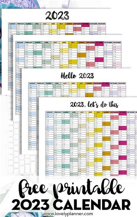2023 One Page Calendar Landscape