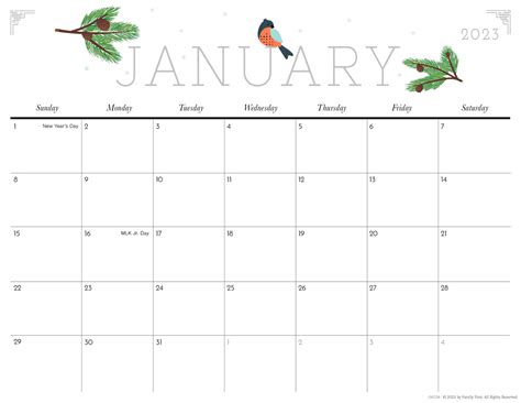 2023 Printable Calendar Cute