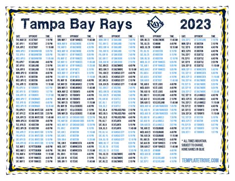 2023 Rays Schedule PDF