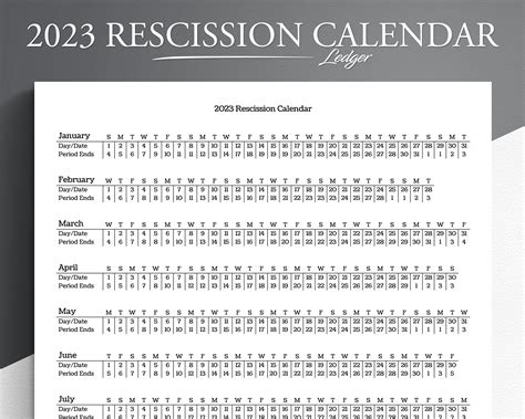 2023 Rescission Calendar