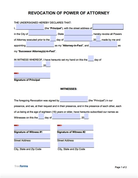 2023 Revocation of Power of Attorney Form Fillable, Printable PDF