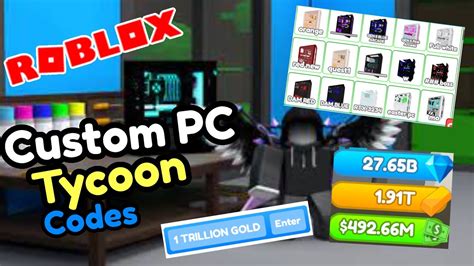 All Working Codes In Custom Pc Tycoon (Roblox) 