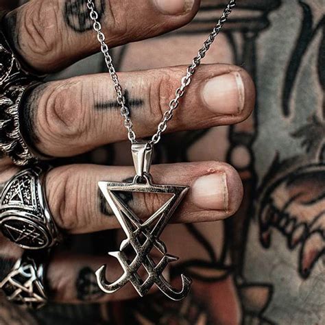 FaithHeart Men Leviathan Cross Brimstone Pendant Necklace Church of Satanic  Symbol Stainless Steel Jewelry for Pagan 