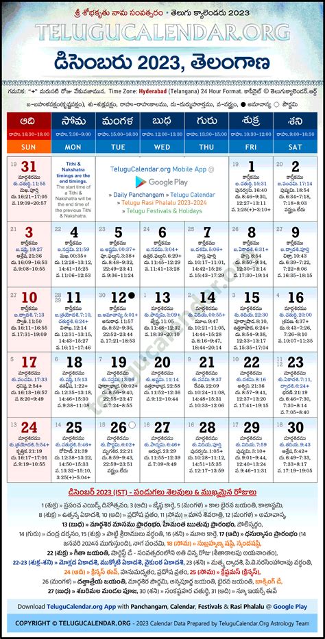 2023 Telugu Calendar