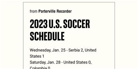 2023 U.S. Soccer Schedule