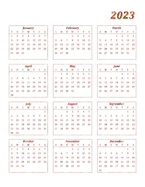 2023 Year Calendar Vector Png Images 2023 Calendar Full One Year 2023