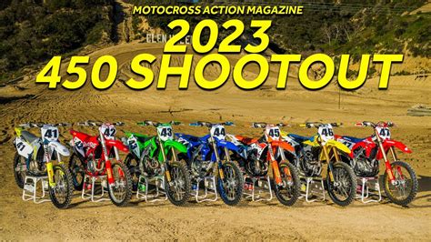 Apr 12, 2023 · The 2023 Motocross Action 450 Shootout featuring the Kawasaki KX450, Husqvarna FC450, Suzuki RMZ450, KTM 450SXF, Yamaha YZ450F, GasGas MC450F, and Honda CRF450. We took all seven bikes and... . 