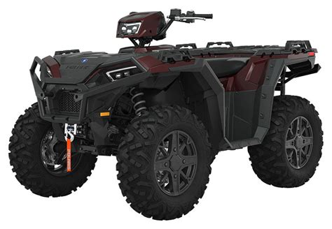 Find specifications below for the 2024 Polaris Sportsman 850 Premium Crimson Metallic ATV. Specs include engine, horsepower, transmission/final drive, ground clearance, travel, engine braking system, instrumentation, lighting, suspension, payload capacity, hitch type, towing capacity, cargo system and tires. Change Model. . 