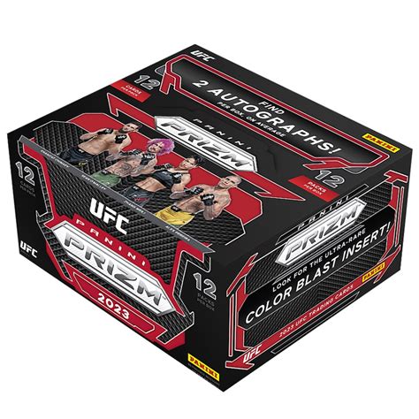 2023 prizm ufc checklist. 2022 Panini Select UFC at a glance: Cards per pack: Hobby – 5, Hobby Hybrid – 6. Packs per box: Hobby – 12, Hobby Hybrid – 4. Boxes per case: Hobby – 12, Hobby Hybrid – 20. Set size ... 