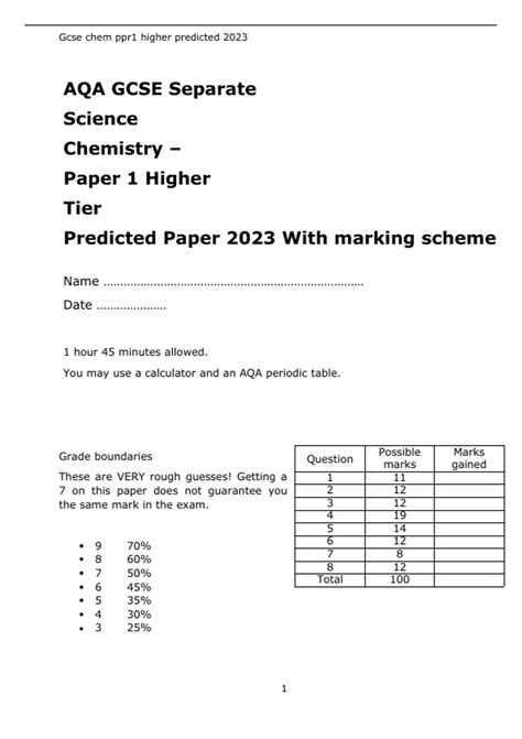 2023 science chemistry paper.  There are six papers for the GCSE Science...