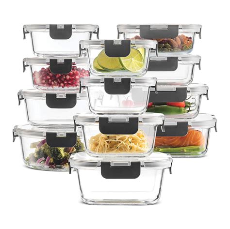 Prep & Savour Glass Food Storage Containers Set, Large Size Glass Containers  With Lids, BPA-Free Locking Lids, Leak Proof Glass Meal Prep Containers,  Freezer To Oven Safe