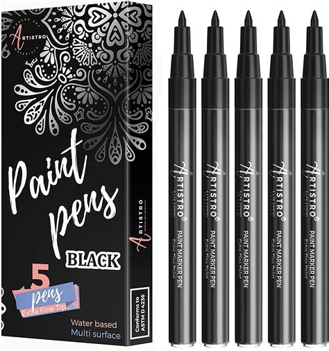 10 Black Acrylic Paint Pens, Double Pack of Both Extra Fine and Medium Tip  Paint Markers - ArtShip Design 