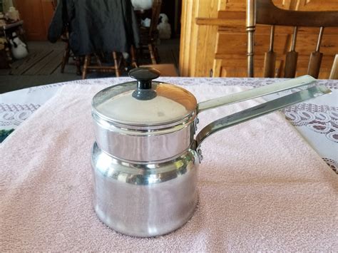 Vintage COMET Double Boiler Pot with Lid THE POPULAR ALUMINUM Made