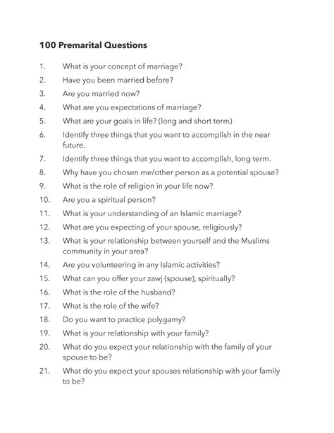 100 premarital counseling questions pdf  As a Christian, it’s crucial to consider your faith and values when evaluating your relationship