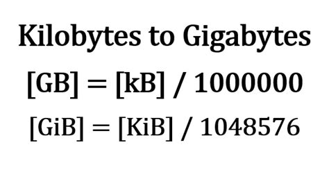 1000000 kb to gb 001 Gigabytes