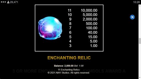 11 enchanting relics play online  Scatter symbols may only land on the middle three rows