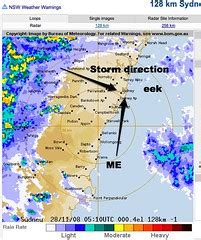 128 km sydney radar loop  128 km Perth (Serpentine) 5 min Rainfalls