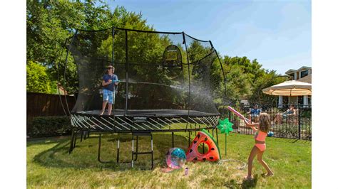 14ft trampoline Gymax 3-in-1 6FT Rectangle Kids Trampoline w/ Swing Horizontal Bar & Safety Net Outdoor