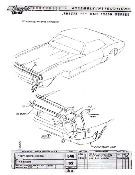 1967 camaro stripe dimensions  68 version went across the header, then side of fender and door