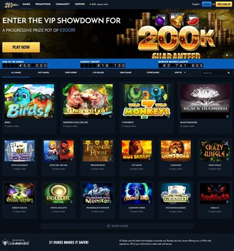 21dukes 100% match bonus up to $400: The casino matches your deposit 100% with one of its own, up to a maximum of $400