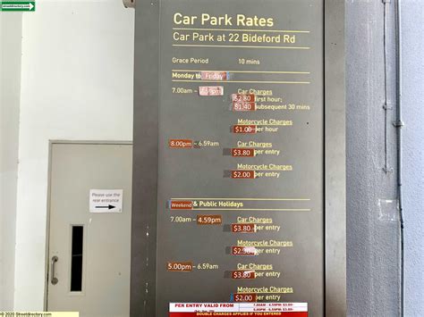 22 bideford road carpark rate  MON-FRI Before 5/6 PM $3 for 1st hr, $1