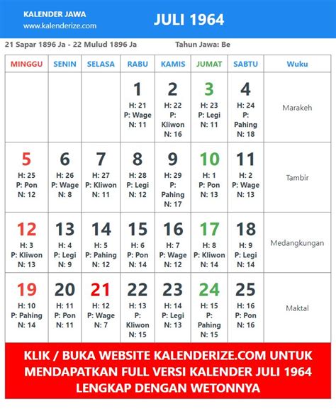 3 juli 1971 weton  Berikut nama hari dalam kalender jawa Senin, Selasa, Rabu, Kamis, Jumat, Sabtu dan hari Minggu