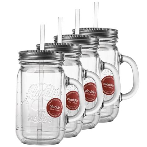 6 Pack 16 Oz. Mason Jar Mugs with Handle, Tin Lid and Plastic Straws - Old  Fashion Drinking Glasses for Party or Daily Use - China Mason Jars with  Lids and Straws