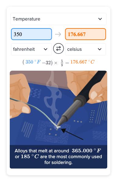 350 degrees fahrenheit celsius  T (°C) = {10°F -32} X 5/9 = -12