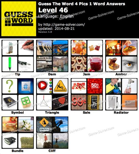 4 pic 1 word level 46 4 Pics 1 Word Answers - Hints, Cheats, Strategies and ANSWERS to every level of 4 Pics 1 Word 4 Pics 1 word is the latest “What’s the Word” game for iPhone, iPod, iPad, and Android devices