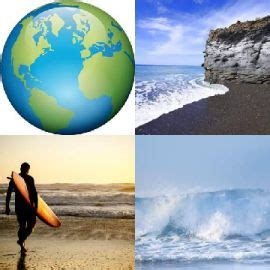 4 pics 1 word globe surfer waves surfer wave ocean sea