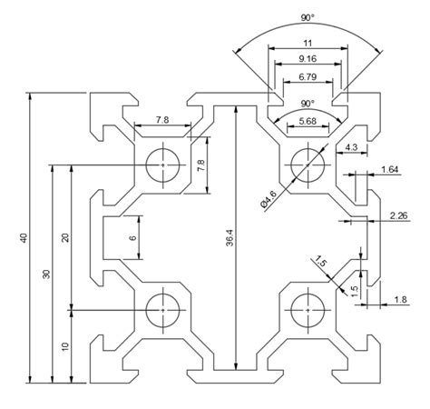 4040 aluminum extrusion dimensions  Connecting different profiles together can be done but isn't as tidy