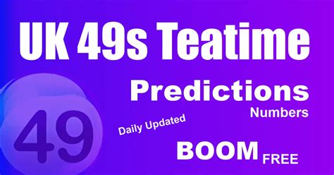 49s hot picks for today teatime predictions  The 49s lottery is played twice daily and takes place at lunchtime 12:49 GMT, teatime 17:49 GMT in summer and 16:49 GMT in Winter daily