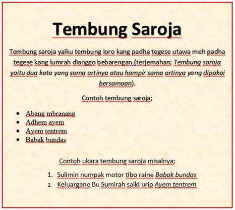 5 contoh tembung saloka 25 Contoh Tembung Panyandra Bahasa Jawa Paling Mudah