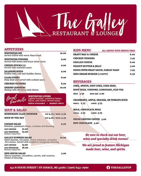 501 galley menu  $5