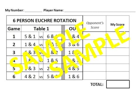 6 person euchre rotation  "I'm Falling For Bunco" Seasonal Theme for Sept, Oct, and Nov