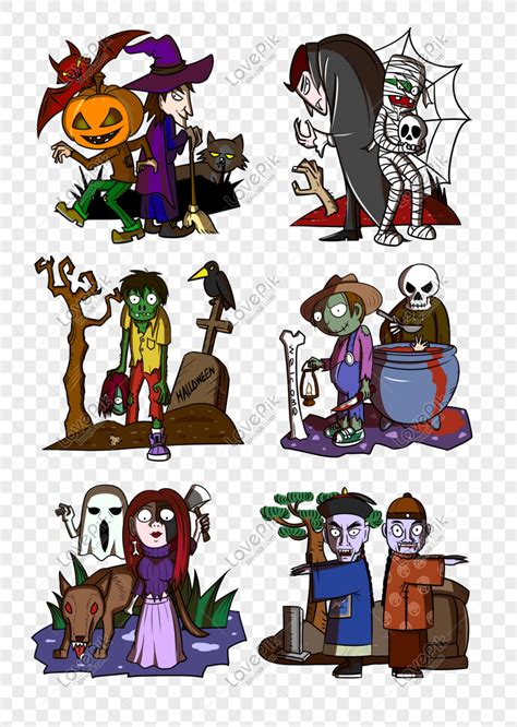 611289624 Lovepik proporciona Dibujos Animados De Halloween Colección Png Fondo Transparente PNG gratis con fondo transparente para su diseño