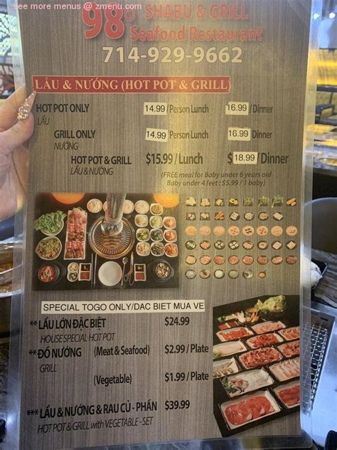 98 shabu+grill seafood buffet menu  Restaurants