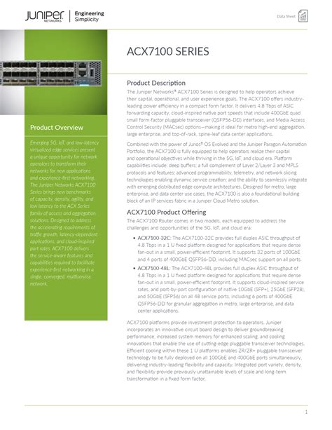 Acx7100 datasheet  ACX7100 Cloud Metro Router Specs