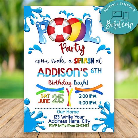 Adobe spark pool party invitations  Today