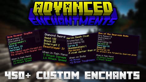 Advanced enchantments plugin  Custom enchants are integrated with Enchantment Table, Villagers, Anvil, Enchanter and Tinkerer