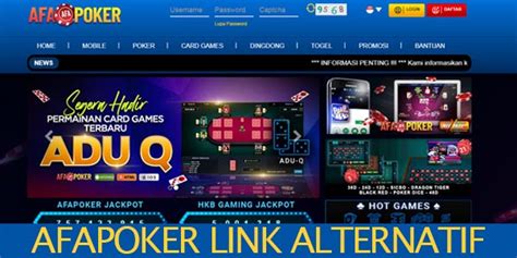 Afapoker link alternatif 2023  Afapoker Situs Poker Online Terbaik yang berdiri sejak tahun 2012 yang menyediakan beragam jenis permainan kartu, live dingdong dan togel terpercaya